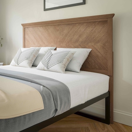 Flash Furniture Queen Light Brown Herringbone Adjustable Headboard MG-97881-QHB-Q-LTBRN-GG